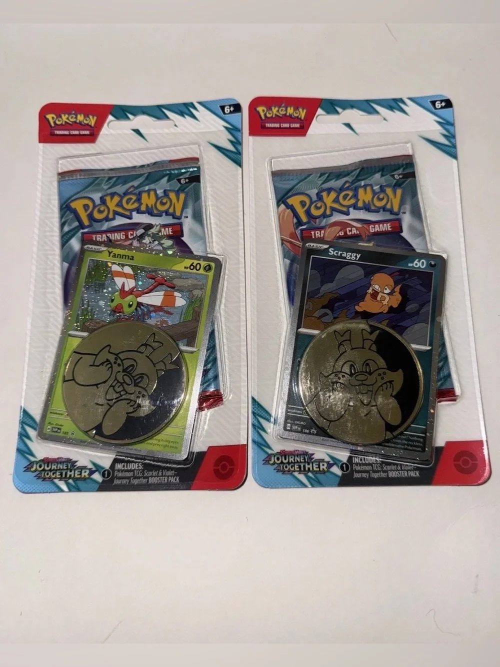 Pokemon TCG Set of 2 JOURNEY TOGETHER Single Pack Blister (Yanma/Scraggy)